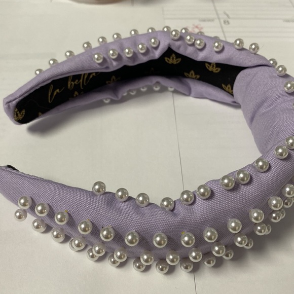 Bundle Three La Bella Headbands Pearls Knotted Seafoam Green Purple Pink - Picture 5 of 12